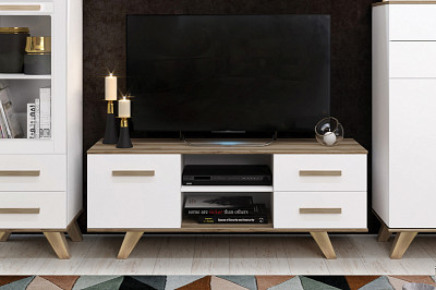 Тумба ТВ "Сканди" (МДФ)  (Белый/Дуб Каньон/Глянец белый) -Kr/Scnd/tv - 3