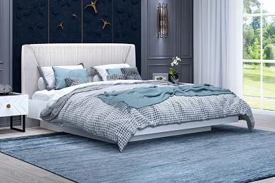 Кровать 1800 с подъемн.мех. "Лилиан" (Белый/Велюр Catania white ) -Kr/Mrs - 3