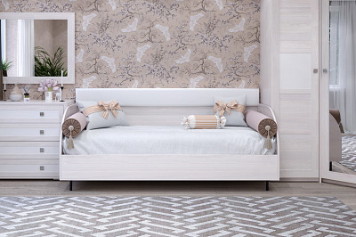 Кровать 900 с ортопед.осн.  plus "Марго" (Ясень анкор светлый/Экокожа polo белая) -Kr/PrmN - 4