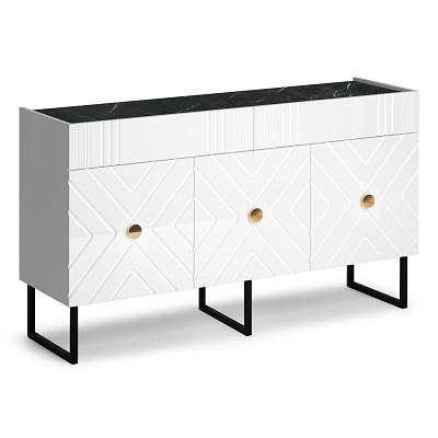 Комод L "Лилиан" (МДФ)  (Белый/Белый глянец) -Kr/Mrs - 2