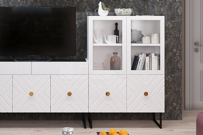 Витрина mini "Лилиан" (МДФ)  (Белый/Белый глянец) -Kr/Mrs/Nz - 3