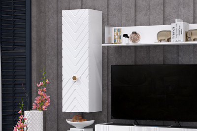 Шкаф навесной "Лилиан" (МДФ)  (Белый/Белый глянец) -Kr/Mrs/ShkN - 3