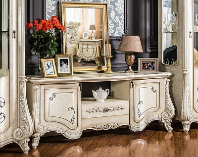 Комод/Тумба ТВ 1,82 "Джульетта" (МДФ) (Крем Корень глянец/Патина) UgMs - 2