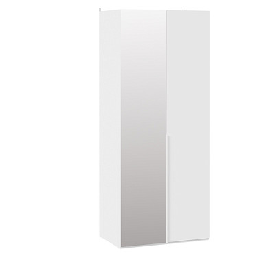 Шкаф 2х дверн. 0,9 "Леонард"(Белый жемчуг/Белый софт/Зеркало)-Tr-Прт - 1