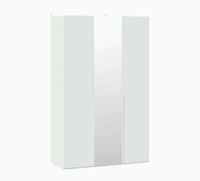 Шкаф 3-х дверн. "Леонард"(Белый жемчуг/Белый софт/Зеркало)-Tr-Прт - 1