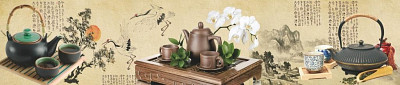 Фартук "Primavera" 2800*610/6мм глянец (МДФ)(Фотопечать Китайская чайная церемония) TOP-38/Акция0324 - 1