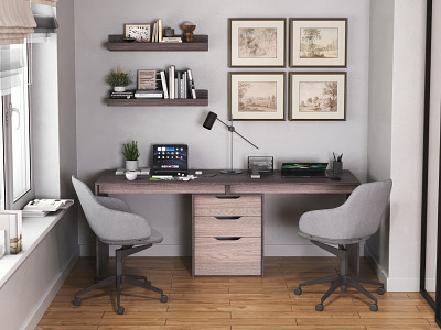 Стол письменный 1,8 grand "Лаворо" (Анкор тёмный/Анкор светлый) D - 1