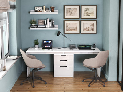 Стол письменный 1,8 grand "Лаворо" (Белый/Белый глянец) D