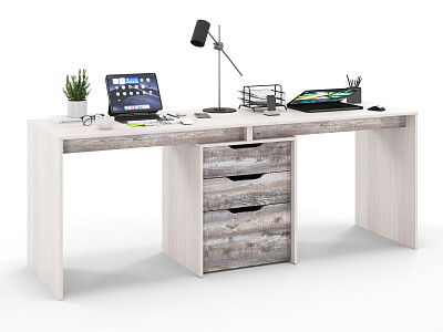 Стол письменный 2,0 grand "Лаворо" (Анкор белый/Бетон пайн экзотик) D - 2