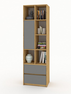 Шкаф 19 60х200 grand "Лаворо" (Дуб бунратти / Вулканический серый) /1918