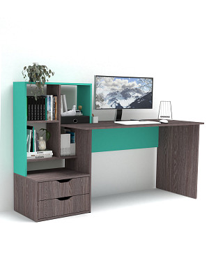 Стол письменный 5 170х60 левый grand "Лаворо" (Анкор темный / Аква) /1885 - 1