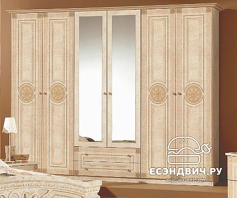 Спальный гарнитур 6 предм. L "Севилья" (МДФ) (Бежевый глянец/Шелкография) Dm/Rm