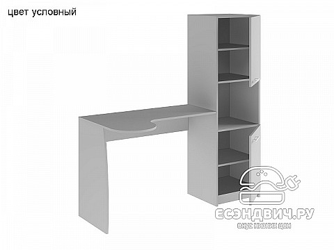 Стол письменный со стеллажом прав. "Лаворо" (Белый/Розовый кварц) D