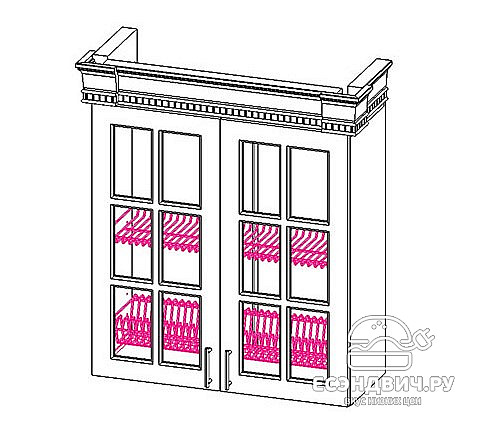 Кухня угловая 3,9х1,6 (универс.угол) "Маэстро" (МДФ) (Крем глянец/Патина/Лак) UgVr