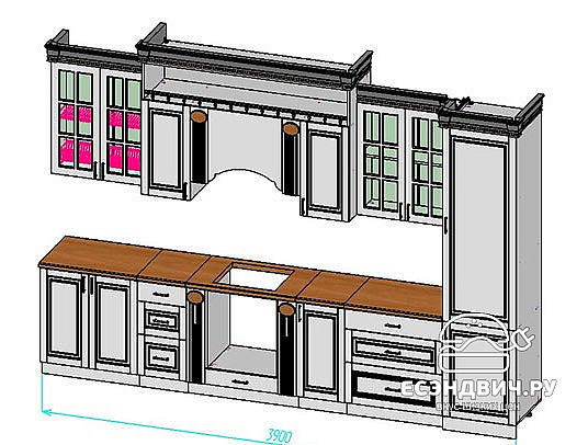 Кухня 3,9 "Маэстро" (МДФ) (Крем глянец/Патина/Лак) UgVr