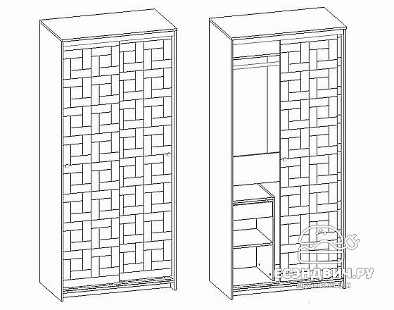 Шкаф-купе 2дв. Прихожая "Вокс холл" (Венге конго/Бел.дуб) Esandwich131