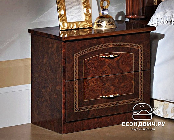 Спальный гарнитур 6 предм. "Женева" (МДФ) (Орех глянец/Шелкография) Dm/Ir