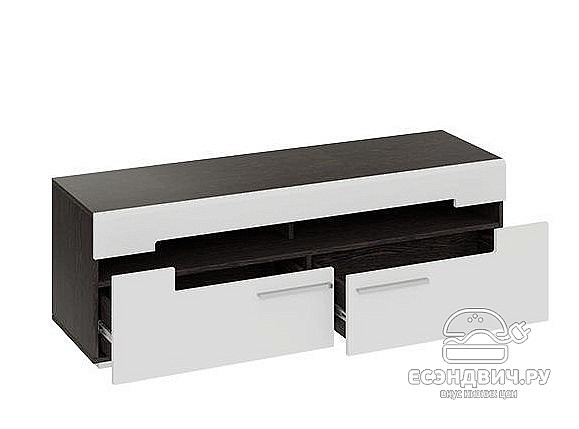 Гостиная 1,4 mini  "Лея" (МДФ) (Венге Линум/Белый глянец/Стекло) Fg1