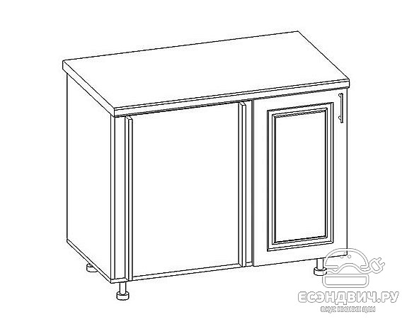 Кухня угловая 3,9х1,6 (универс.угол) "Маэстро" (МДФ) (Крем глянец/Патина/Лак) UgVr