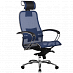 Кресло solo "Нэо" (Сетчатая ткань Синяя/Кожа NewLeather Черная/Хром)-Mt/S-2.02