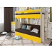 Кровать двухъярусная с диваном "Лаворо" (Сосна астрид/Желтый/Рогожка Bahama Vision (AT)) D