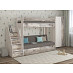 Кровать двухъярусная с диваном и лестницей-комодом "Лаворо" (Анкор белый/Бетон пайн экзотик/Рогожка Savana Latte (AT)) D_B3