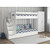 Кровать двухъярусная с диваном и лестницей-комодом "Лаворо" (Белый/Lokky Blue (AT)) D_B3