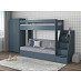 Кровать двухъярусная с диваном и лестницей-комодом "Лаворо" (Маренго/Рогожка Savana Plus Ash (AT)) D_B3