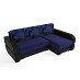 Диван угловой (универс.угол) Диего (Велюр Dream Indigo (AT)/Иск.кожа Mercury Black 620 (AT)/Жаккард Milano Damask Indigo (AT)/МДФ Венге)