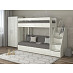 Кровать двухъярусная с диваном и лестницей-комодом "Лаворо" (Сосна винтерберг/Рогожка Savana Grey (AT)) D_B3