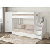Кровать двухъярусная с диваном и лестницей-комодом "Лаворо" (Белый/Savana Plus Ivory) D_B3