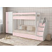 Кровать двухъярусная с диваном и лестницей-комодом "Лаворо" (Белый/Розовый кварц/Savana Plus Ivory) D_B3
