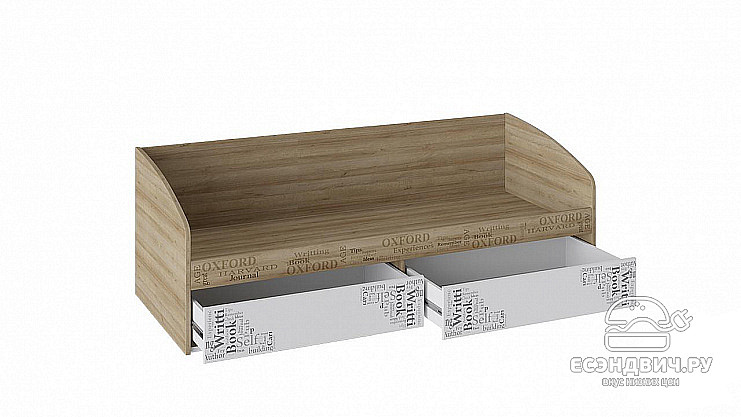 Кровать 800 с ящ. "Billy" (Белый/Дуб Ривьера/Белый с рис.)-Tr-Ок