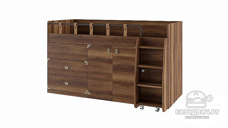 Кровать-чердак со столом "Corsare" (Дуб Каньон)-Tr-Нвг