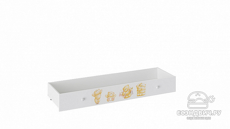 Ящик для кровати "Teddy" (Белый с рисунком) Tr-Td