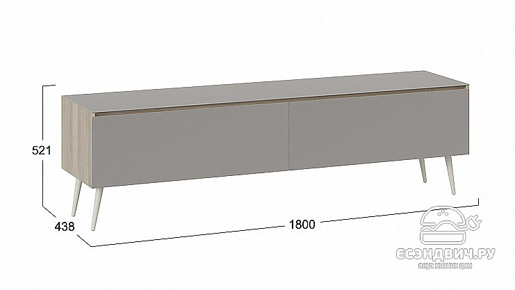 Тумба ТВ L "Gloss"(Баттл Рок/Стекло Мокко матовый/Металл бежевый)-Tr-Гл
