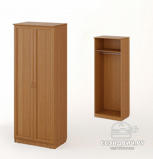 Шкаф распашной 2-х дверный штанга "Рики" (рамочный)(Бел. дуб) EsandwichШК/Р-05