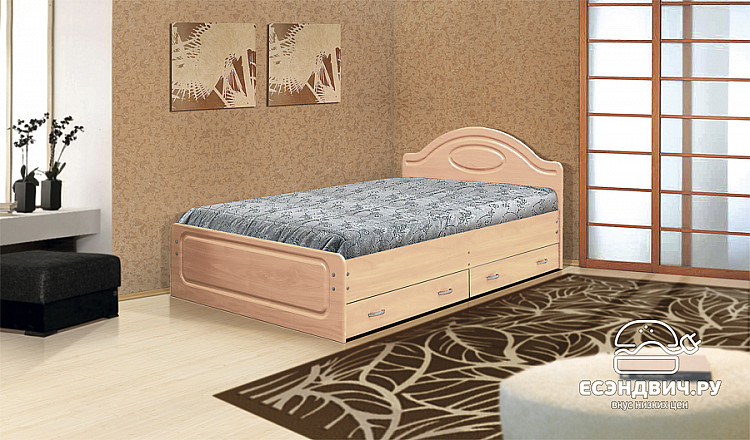 Кровать с ящиками 900 elegante "Наоми" (МДФ)  (Дуб) EsandwichVITA