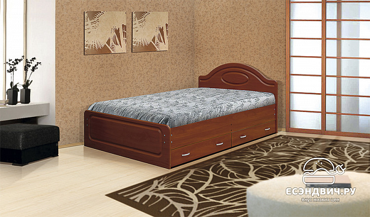 Кровать с ящиками 1200 elegante "Наоми" (МДФ)  (Вишня кальвадос) EsandwichVITA