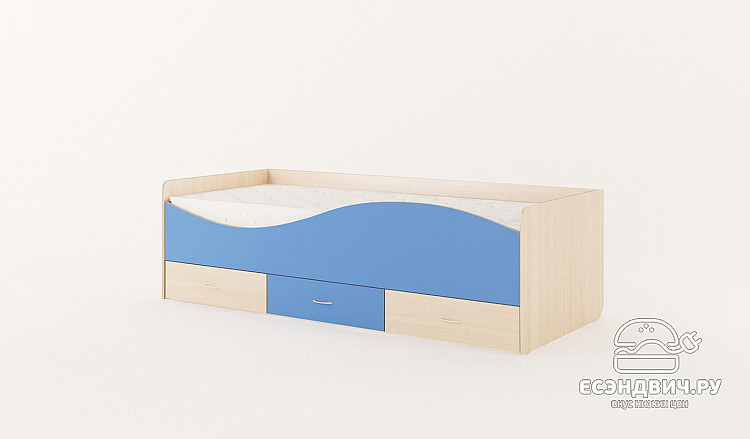 Кровать с ящиками 800 "Ричи" (Бел.дуб/Синий) EsandwichKР-06
