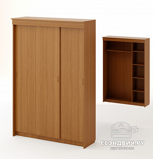 Шкаф-купе 3-х дверный slim "Рики" (Венге/Бел.дуб) EsandwichШК-03