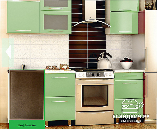 Кухня 1,5 №10 "Дольчетто" (МДФ металлик)  (Дуб/Эвкалипт металлик) EsandwichVITA10