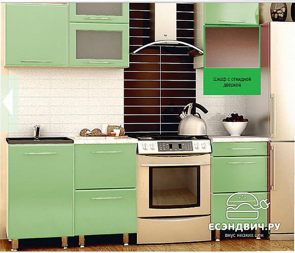 Кухня 1,5 №10 "Дольчетто" (МДФ металлик)  (Дуб/Эвкалипт металлик) EsandwichVITA10