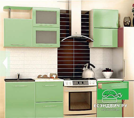 Кухня 1,5 №10 "Дольчетто" (МДФ металлик)  (Дуб/Эвкалипт металлик) EsandwichVITA10