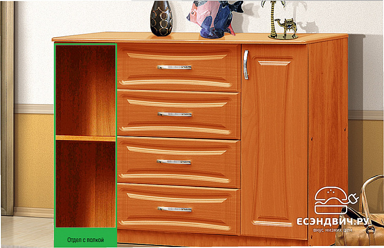 Комод alto due porta "Наоми" (МДФ) (Вишня оксфорд/Вишня) EsandwichVITA8