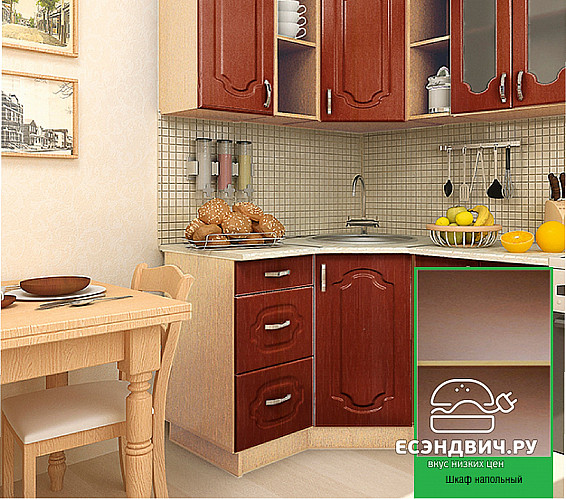 Кухня угловая №9А "Дольчетто" (МДФ)  (Дуб/Вишня кальвадос) EsandwichVITA9A