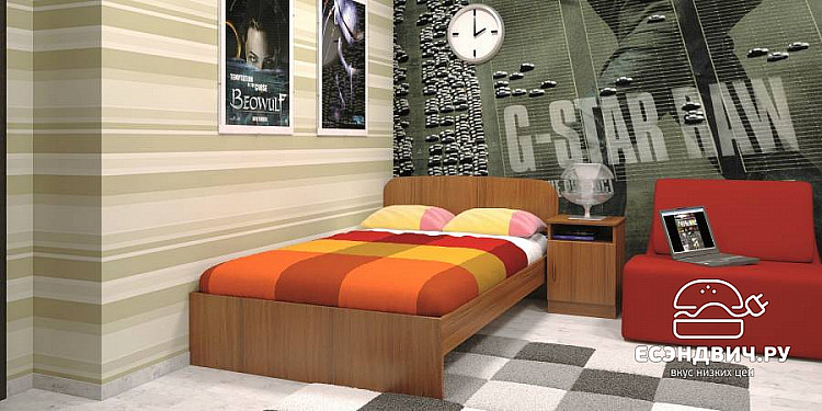 Кровать 1400 с ортопед.осн-ем "Рики" (Орех) EsandwichKР-03