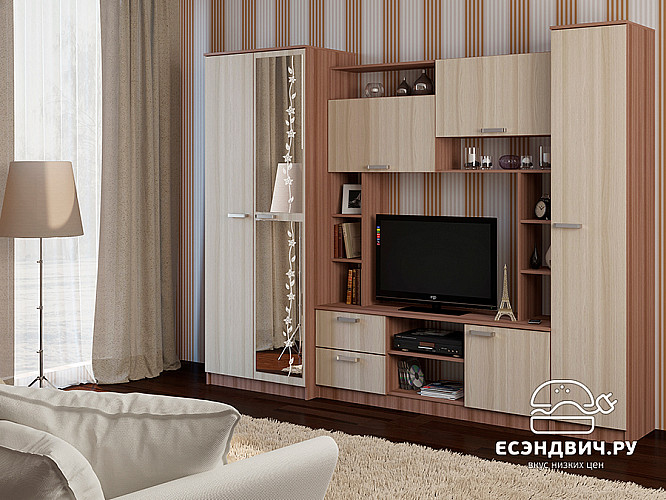 Гостиная "Альпин" (Ясень шимо/Дуб атланта) EsandwichBTS