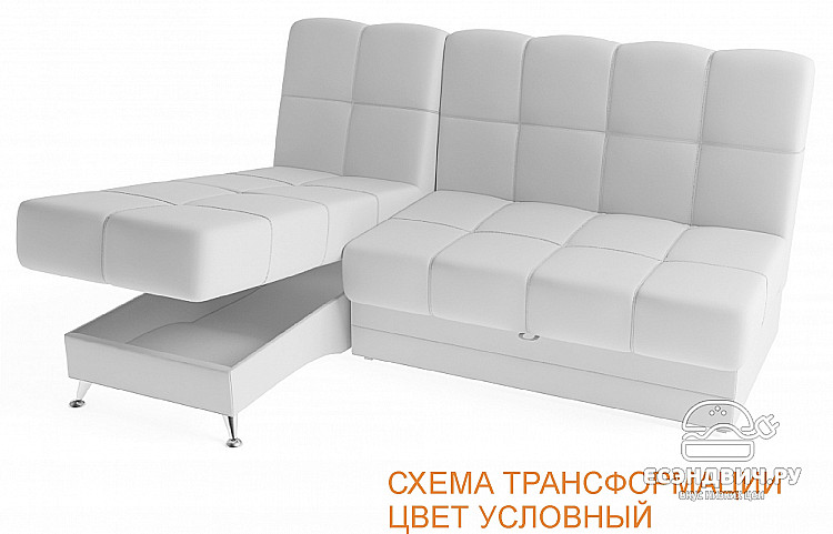 Диван угловой (левый) Вегас  (Флок Monti ivory/Флок Light 20 (black))