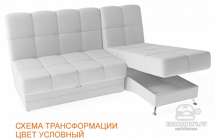 Диван угловой (правый) Вегас  (Флок Monti ivory/Флок Light 20 (black))